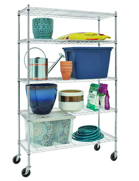HDX 5-Tier Steel Wire Shelving Unit with Casters - StealDeals Inc