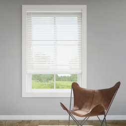 Trim+Go 2-in Slat Width 72-in x 64-in Cordless White Faux Wood Room Darkening Horizontal Blinds