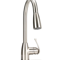 Tucker Stainless Steel Single Handle Pull-down Kitchen Faucet with Sprayer Function (Deck Plate Incl