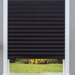 48-in x 72-in Paper Black Blackout Corded Pleated Shade