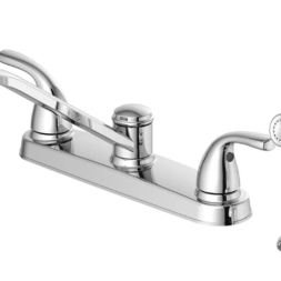 Dover Chrome 2-handle Low-arc Kitchen Faucet (Deck Plate Included)