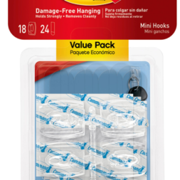 Mini 18-Pack Clear Adhesive Storage/Utility Hook (0.5 lbs. Capacity)