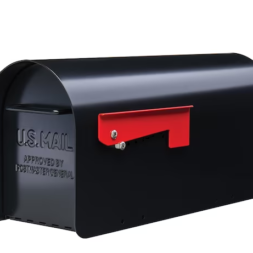 Post Mount Black Metal Standard Mailbox
