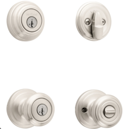 Signatures Cameron Satin Nickel Smartkey Single-cylinder deadbolt Keyed Entry Door Knob Combo Pack w