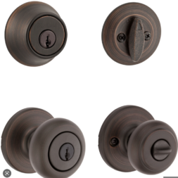 Security Cove Venetian Bronze Exterior Single-cylinder deadbolt Keyed Entry Door Knob Combo Pack