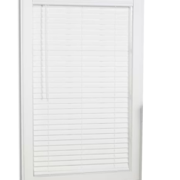 Trim+Go 2-in Slat Width 23-in x 64-in Cordless White Faux Wood Room Darkening Horizontal Blinds