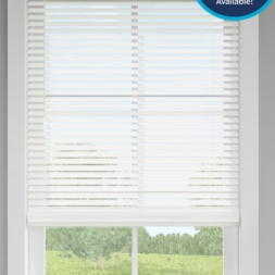 Trim+Go 2-in Slat Width 35-in x 64-in Cordless White Faux Wood Room Darkening Horizontal Blinds