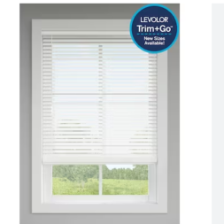 Trim+Go 2-in Slat Width 65-in x 72-in Cordless White Faux Wood Room Darkening Horizontal Blinds