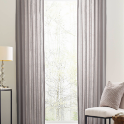 95-in Grey Polyester Blend Light Filtering Back Tab Single Curtain Panel