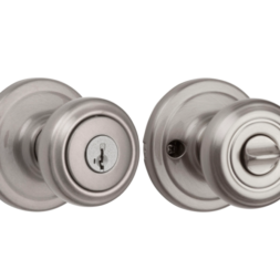 Signatures Cameron Satin Nickel Smartkey Exterior No Deadbolt Keyed Entry Door Knob with Antimicrobi